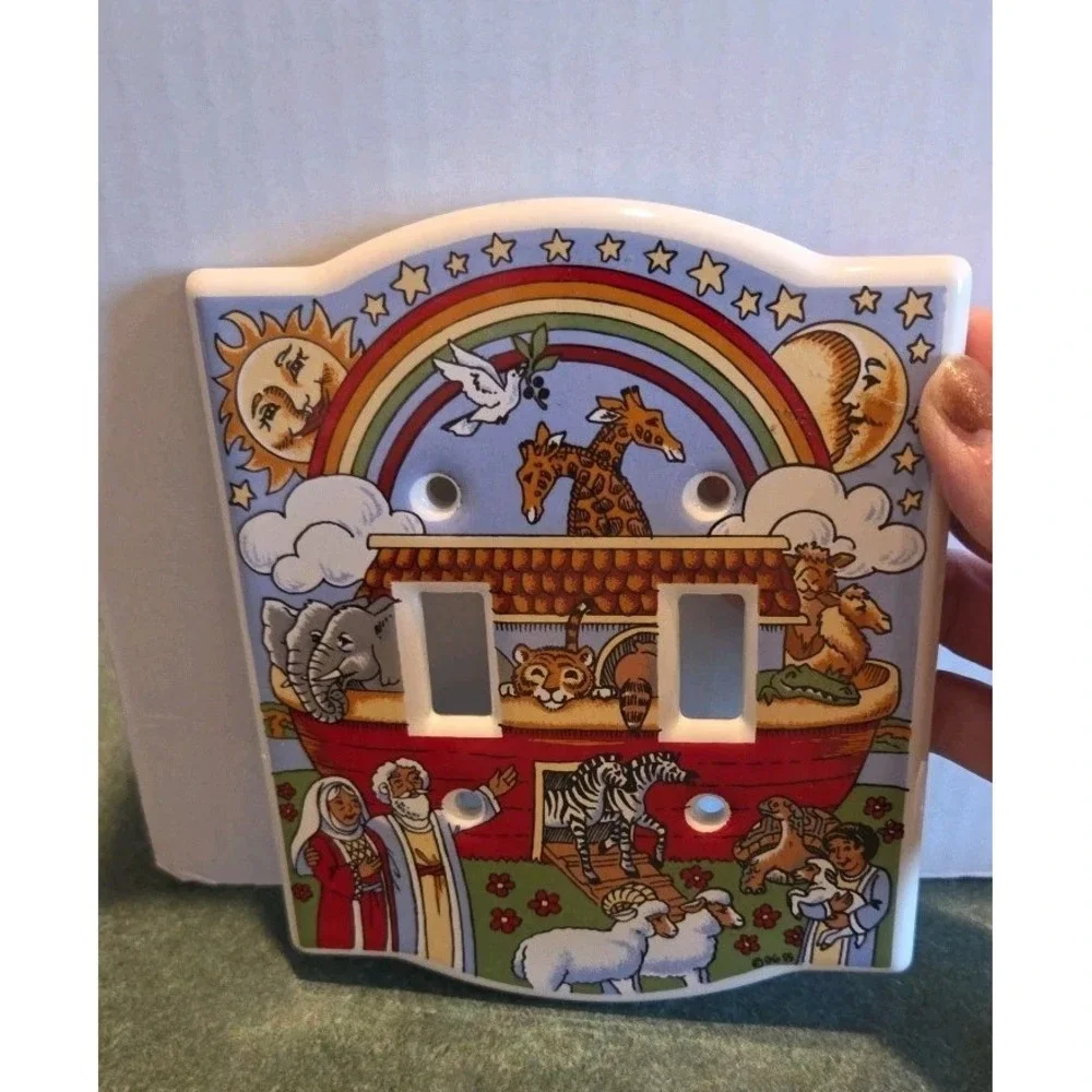Vintage Noah's Ark Ceramic Double Toggle Light Switch Plate